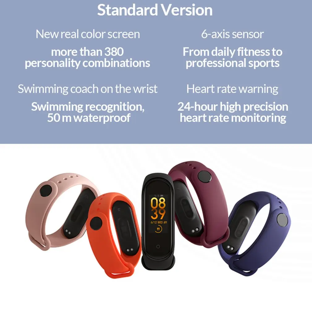 Xiaomi mi смарт-браслет 4 цветной AMOLED экран mi Band 4 Smartband фитнес-браслет Bluetooth водонепроницаемый смарт-браслет