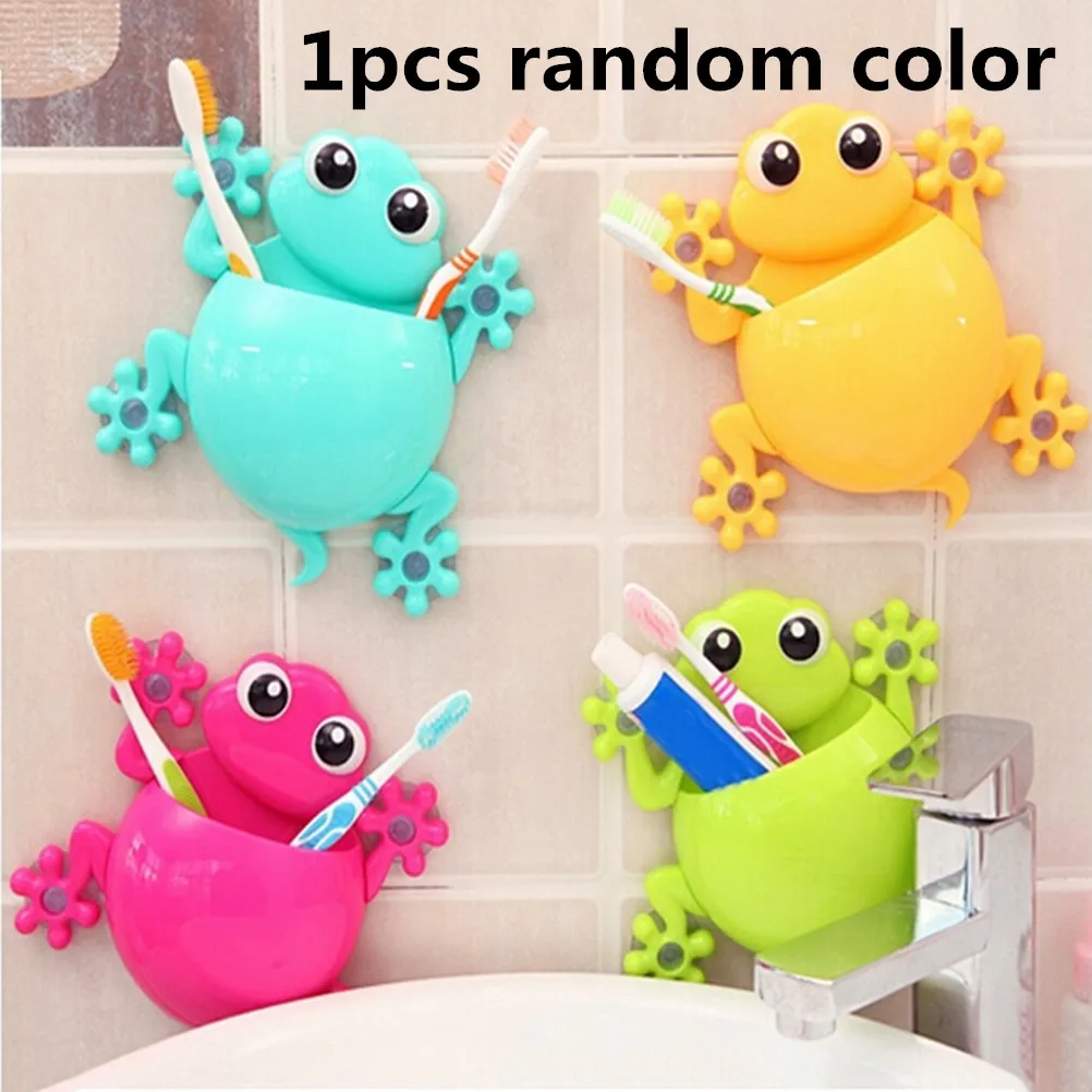 Style B random color Мультфильм Зубы Стиль Стенд Полка для зубных щеток настенное крепление присоска зубная паста стеллаж для хранения аксессуары для ванной комнаты наборы - Цвет: Style B random color