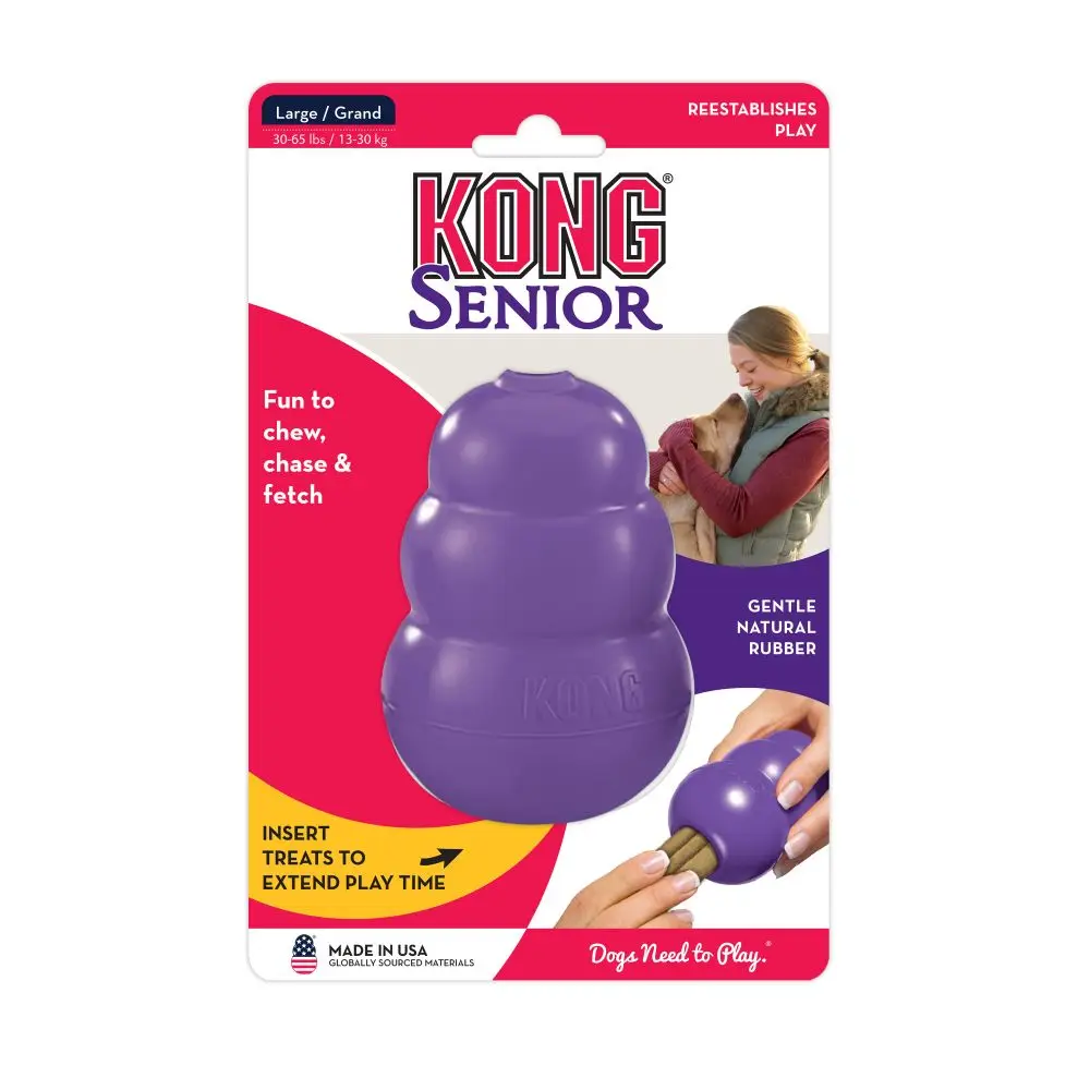 KONG - Senior Dog Toy Gentle Natural Rubber - Fun to Chew, Chase and Fetch  - for Large Dogs