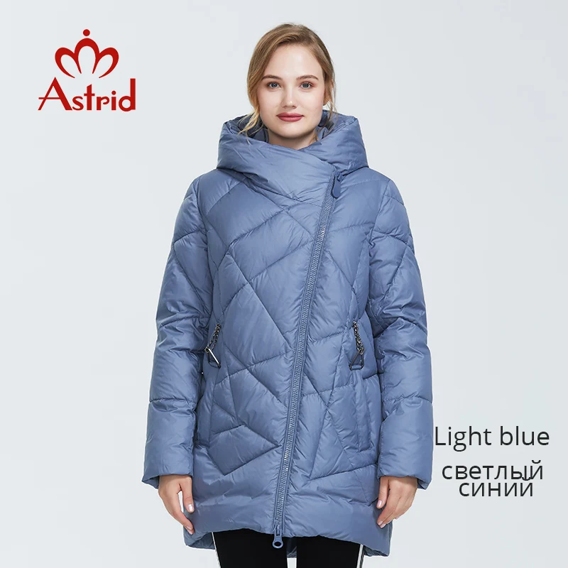 Astrid Зима новое поступление пуховик женская свободная одежда верхняя одежда высокое качество толстый хлопок средней длины зимнее пуховик FR-8029 - Цвет: N055 light blue