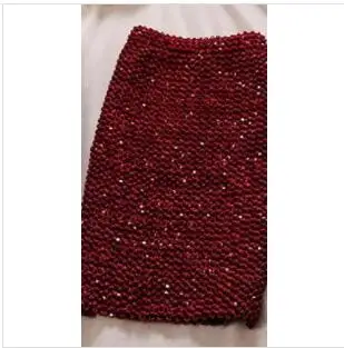 Wine red Дизайн, модная женская юбка-карандаш с эластичной резинкой на талии, расшитая бисером, блестящая, с блестками, облегающая туника, юбка-карандаш, вечерние, Клубные, сексуальные юбки - Цвет: Wine red