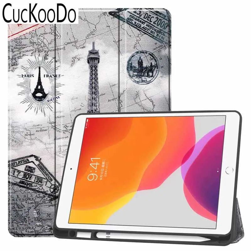 Чехол с держателем карандаша для iPad 10,2 Trifold Stand противоударный мягкий ТПУ задняя крышка для iPad 10," 7th - Цвет: TT