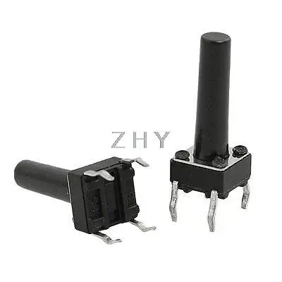 

100 Pcs 6 x 6mm x 16mm PCB Momentary Tactile Tact Push Button Switch 4 Pin DIP
