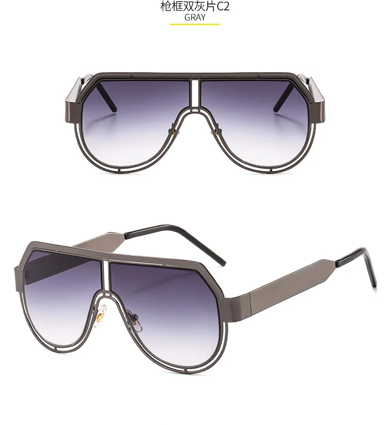 Black Pilot Sunglasses Women Men Silver Mirror Oversized Metal Luxury Brand Sunglasses Female Big Gradient Shades Eyewear UV NX