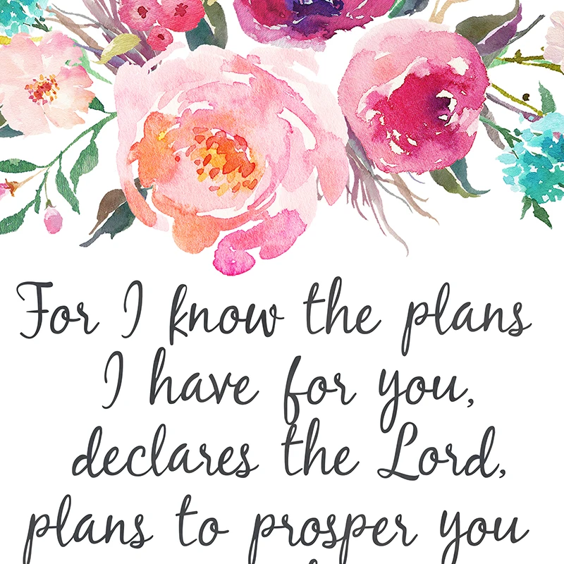 Bible Verse Jeremiah 29:11 Scripture Christian Wall Art Posters Prints  Watercolor Flowers Canvas Painting Pictures Home Decor - AliExpress
