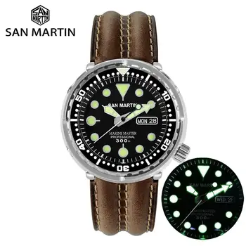 

San Martin Tuna SBBN015 Diver Men Automatic Watch Stainless Steel Sapphire Calendar Week Ceramic Bezel Sunray Dial Luminous