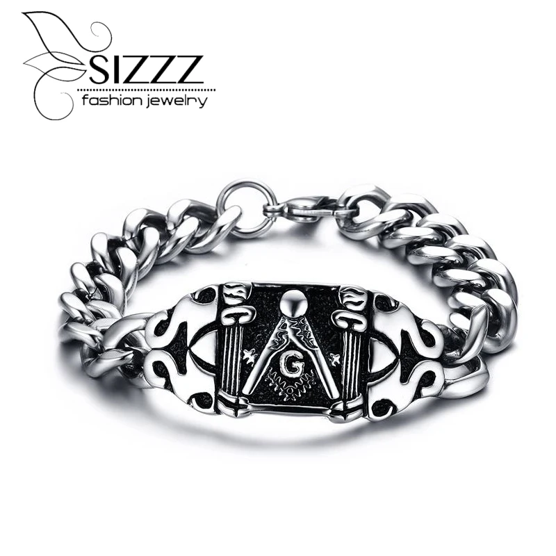 207 Новое поступление в стиле рок-панк, мужское масонский браслет, крутые браслеты и браслеты для мужчин, мужские ювелирные изделия в подарок