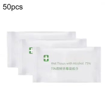 

50Pcs Disposable Sterilization Alcohol Wet Wipes Cleaning Tissue Wet Use Paper Towel Cleansing Wipes Makeup Cotton