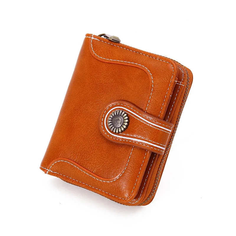 

Hot-selling Cross-border New Short Wallet Ladies Korean Edition Oil Waxed Small Money Clip Zip