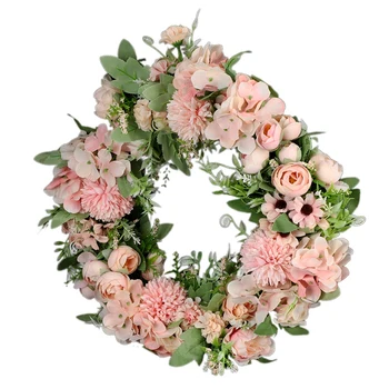 

Practical Boutique Artificial Peony Flower Wreath 15.7 Inch Flower Door Wreath with Green Leaf Spring Wreath for Front Door Wedd