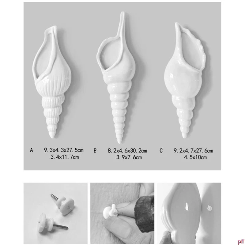 White Elegant Ceramic Wall Vase Mural-Conch Shaped