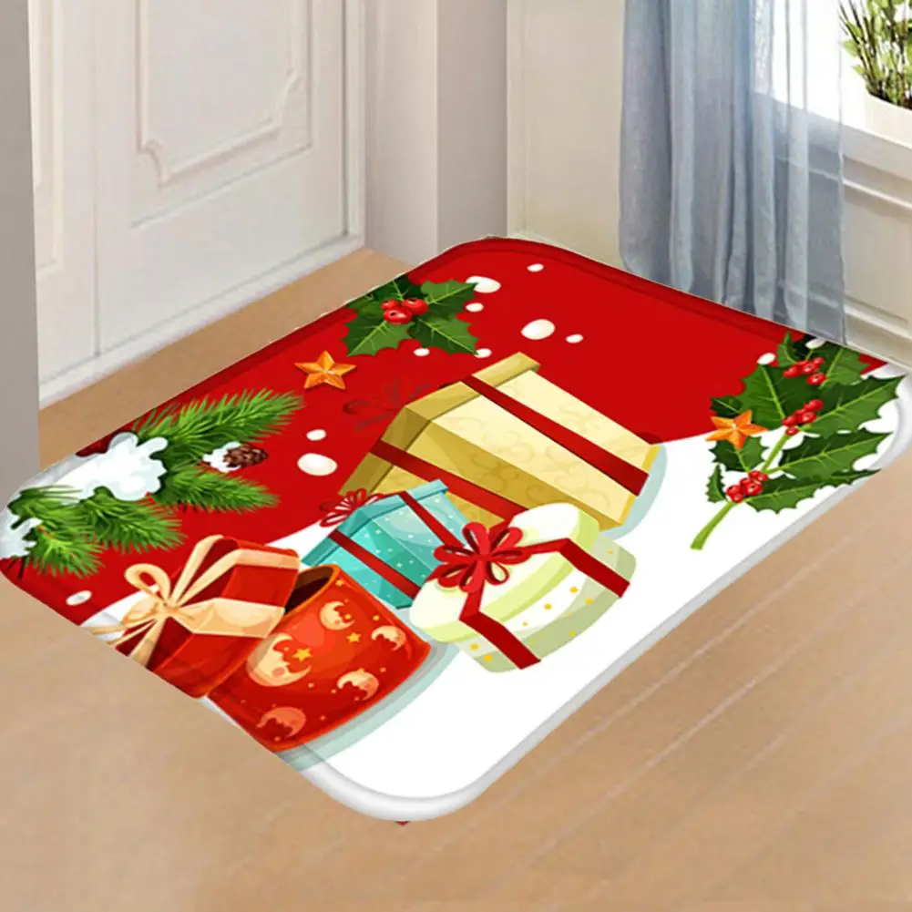 40x60cm Christmas Print Holiday Anti-slip Bathroom Door Pad Soft Durable Floor Flannel Carpet Dustproof Mat Cushion Home Decor | Дом и сад