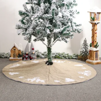 

1pc Christmas Tree Skirt Snowflake Embroidered Carpet for Xmas Tree (Khaki)