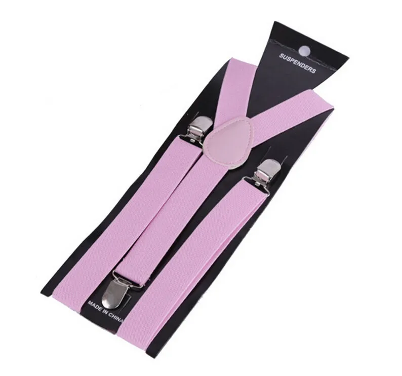 Pink Модные новые мужские и женские унисекс подтяжки с клипсами, эластичные y-образные регулируемые подтяжки, цветные, 0055 - Цвет: Pink