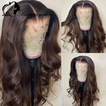

Brown Body Wave Lace Front Human Hair Wigs 180% For Black Women HD Transparent Lace Frontal Wigs Remy Brazilian Hair Pre Plucked