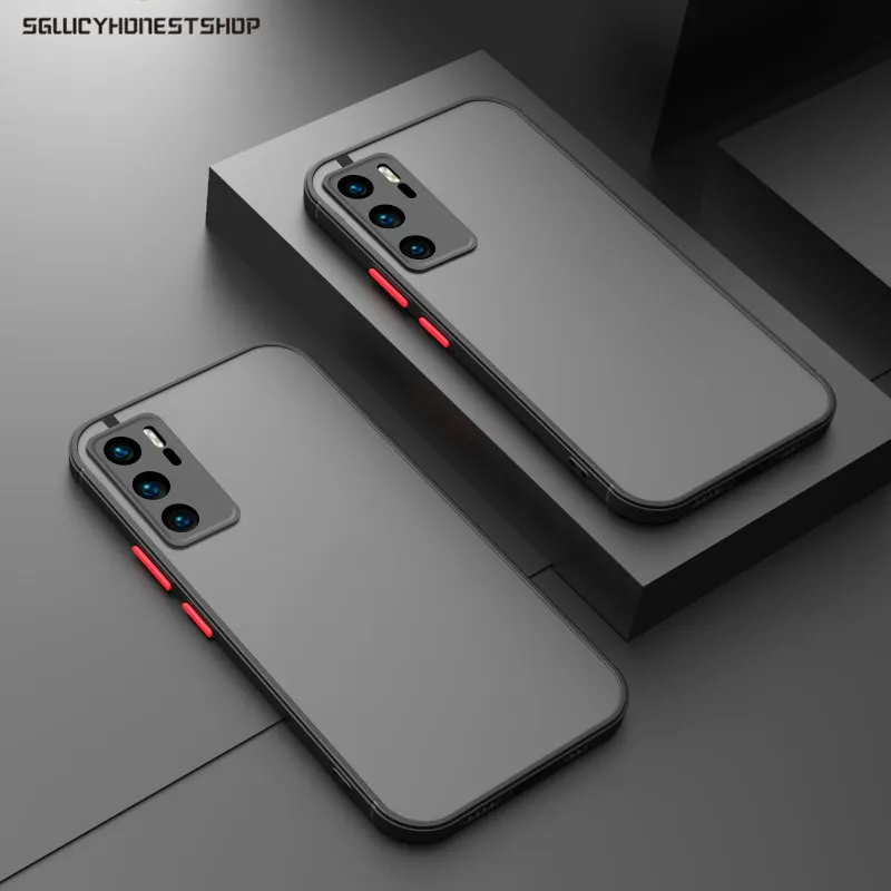 Противоударный матовый чехол для Huawei P50 P40 P30 Pro Mate 40 30 20 Nova 7 6 8SE прозрачный жесткий