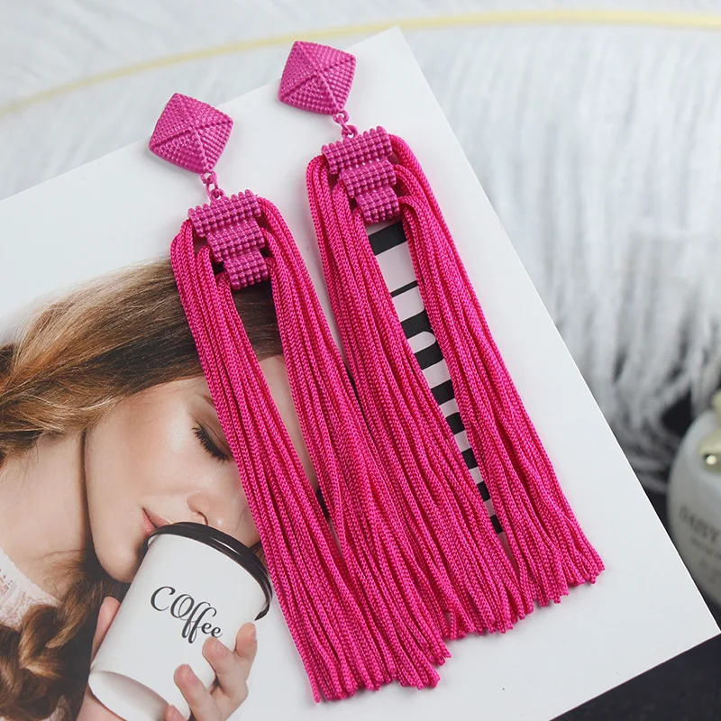Dangle Earrings Drop Earrings Long Earrings Crystal Tassel Earrings Long Tassel Earrings Fashion Jewelry Bohemia Statement Summer Dangle Aesthetic Earrings for Women Accessories Korean Style