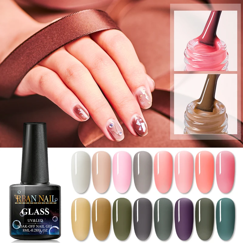 

RBAN NAIL 8ML Jelly Nail Gel Polish Semi-transparent Soak Off Long Lasting Nail Gel Varnish Manicure Nail Art UV Gel Lacquer