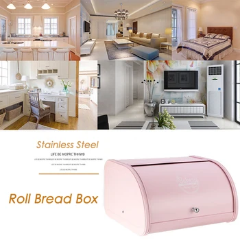 

Food Storage Bread Bin Roll Top Bread Box Keeper Stainless Steel Cheese Butter Tray Holder Kitchen Containers Snack Decor Box