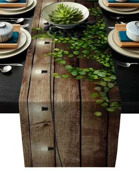 

Wood Leaves Rattan Plants Brown Rustic Table Runner Home Dining Room Decor Table Cloth Wedding Christmas Party Table Runners