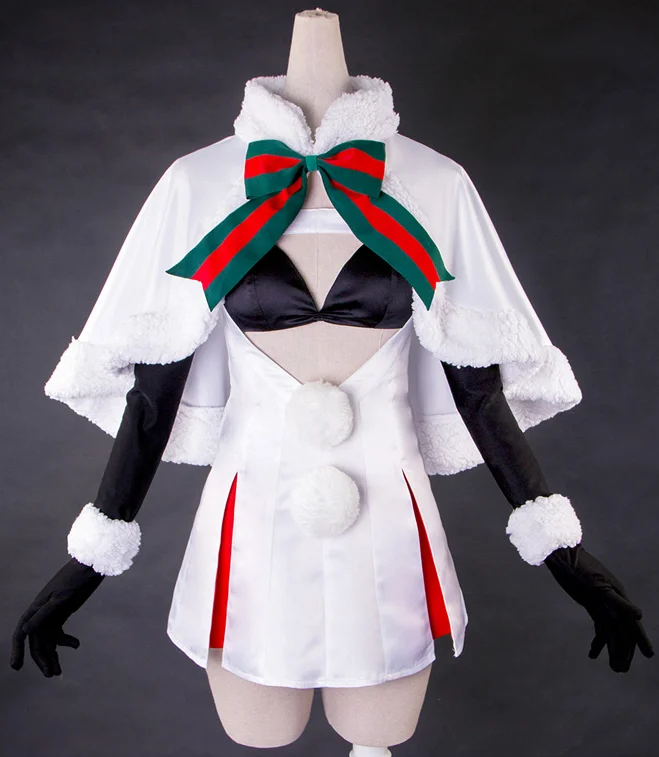 clothes Аниме Fate Grand Order FGO Alter Jeanne d'Arc Lily рождественское ролевое платье с кроликом+ плащ+ маска на голову, Маскарадные костюмы - Цвет: clothes