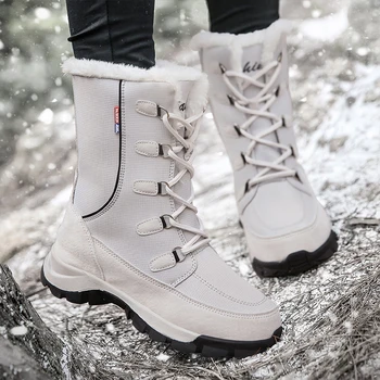 

Winter Boots Women Warm Snow Boot Plus Plush Footwear Big Size Lace-up Mid-calf Ankle Boots Non-slip Waterproof Women Shoes