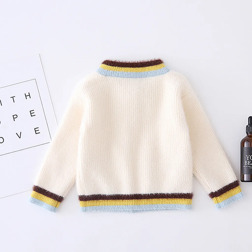 Baby girl coat winter baby girl knitted sweater baby girl fashion long sleeve bow striped cardigan coat baby girl clothes