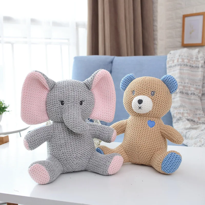 

2019 Safe Knit Stuffed Elephant Plush Toy Animal Cute Baby Animated Bear Unicorn Rabbit Toys Accompany Doll Xmas Gift