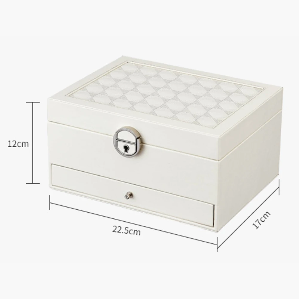 

Travel Stud Portable Gift Multi Layer Makeup Organizer Simple Solid Display Storage Necklaces Jewelry Box Organizer With Key