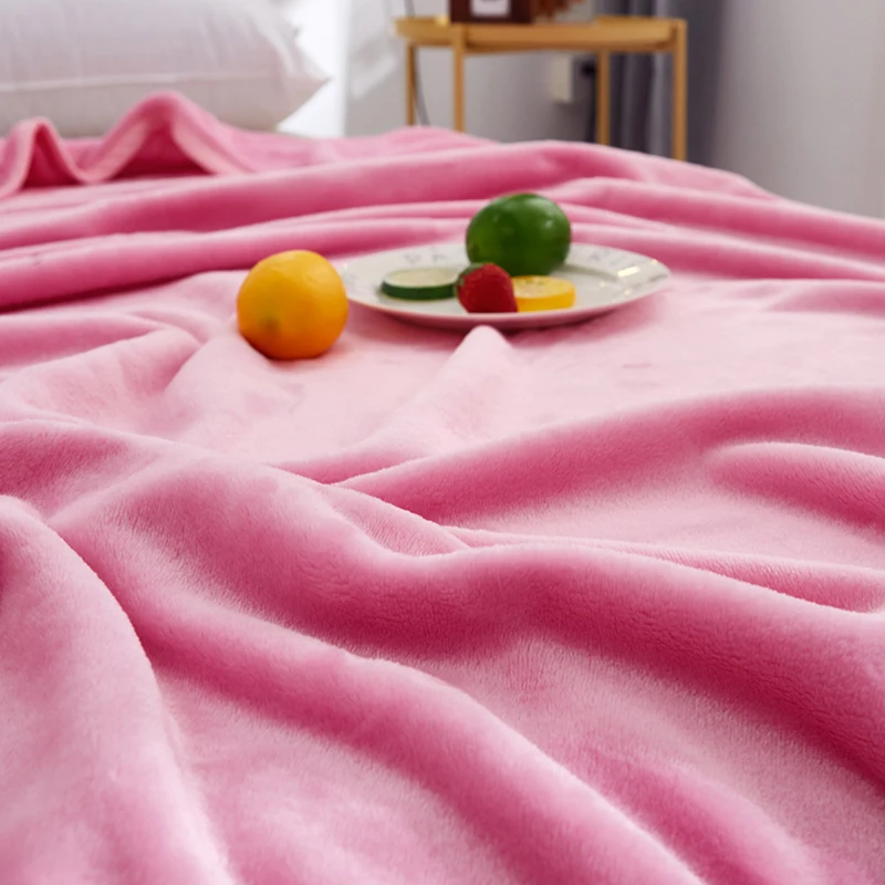 Solid color blankets fashion quilts twin full queen king blankets soft Throw Flannel blankets on Bed/car/sofa pink girls rugs