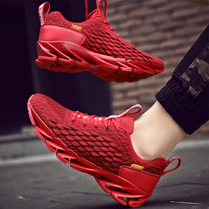 

Men's Sneakers Design Fish-scale Pattern Damping Rebound Running Shoes Big Size 46 Chunky Sneakers Men Tenis Masculino