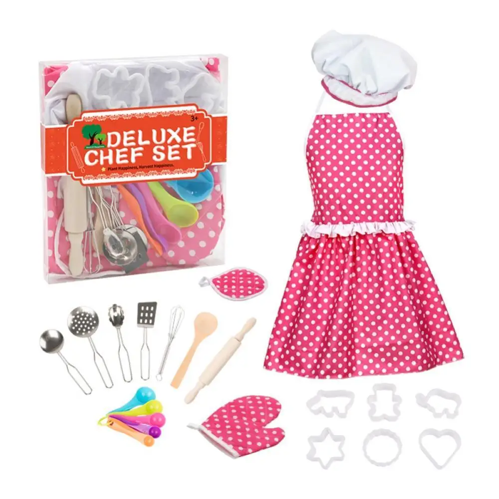 22Pcs/Set Girl Kids Kitchen Role Play Cooking Apron Chef Hat Baking Tools Set Toy | Housekeeping Toys -1005003436242208