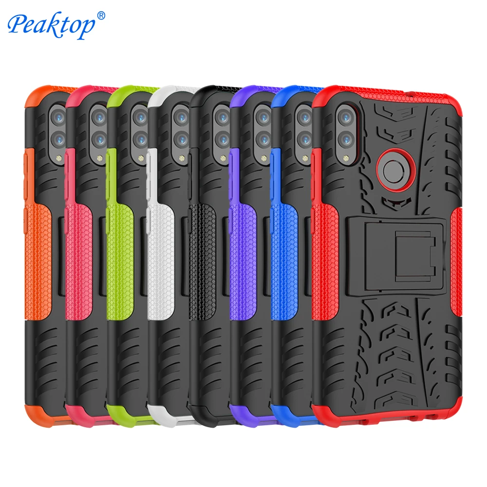 Peaktop For Cover Huawei P Smart 2019 Case Armor Silicone Hard Plastic Case For Huawei PSmart 2019 with Phone Holder Stand