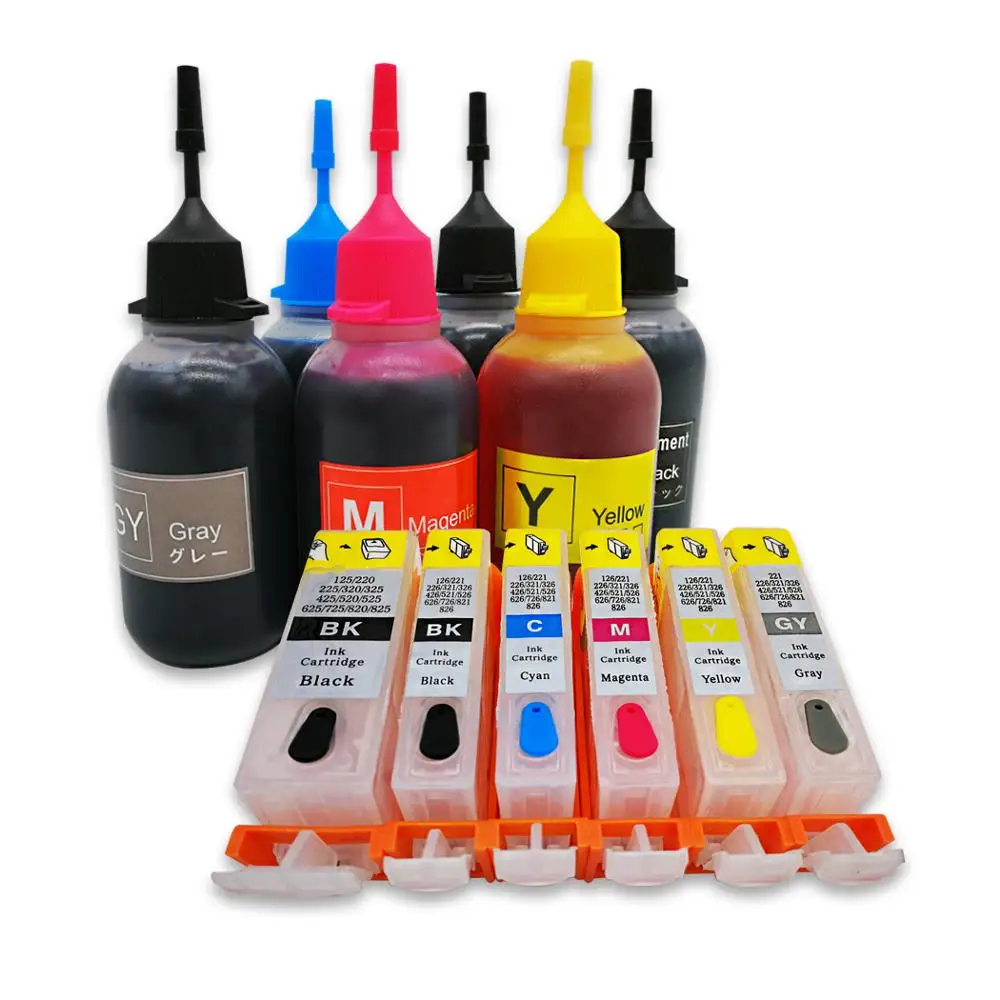 Набор чернил для Canon PIXMA MG8140 MG6140 MG6240 MG8240 PGBK BK C M Y GY 6 цветов совместимы с принтерами |