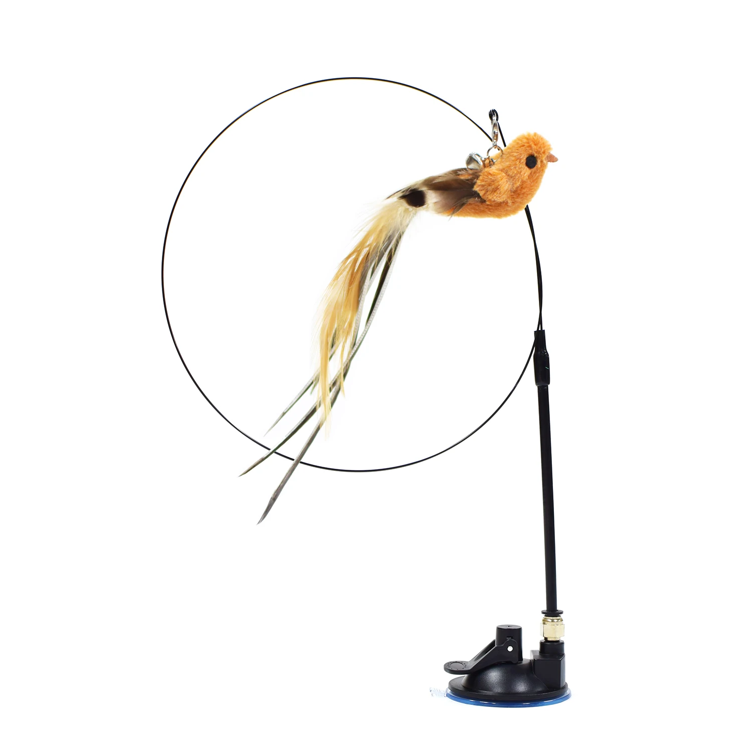Suction Cup Simulation Bird Interactive Cat Toy Detachable Replacement Feather Bird for Kitten Teaser Play Chase Cat Stick Toys 