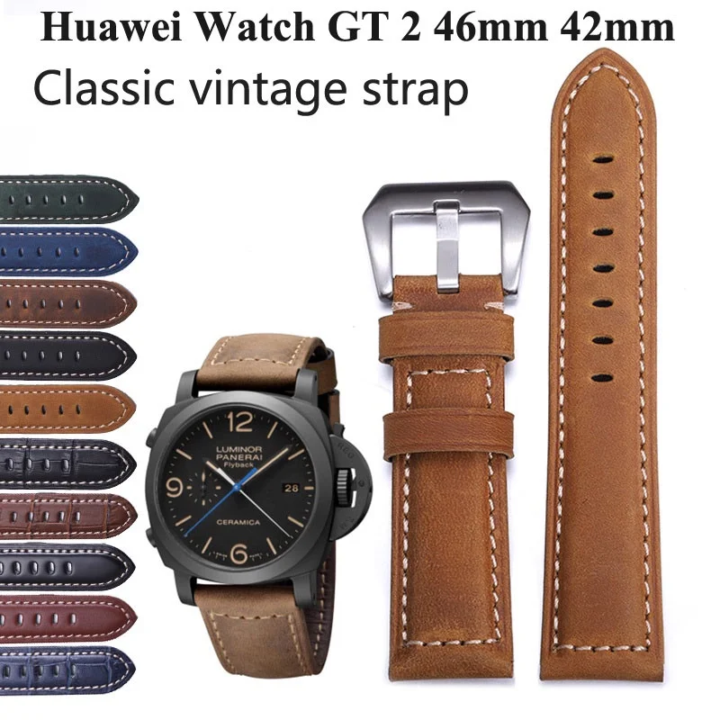 

For Huawei Watch GT 2 46MM GT 2 42mm GT2 Pro 2e Watch 3 Pro Honor Magic Watch 2 46mm Leather Strap 20mm 22mm Watchband