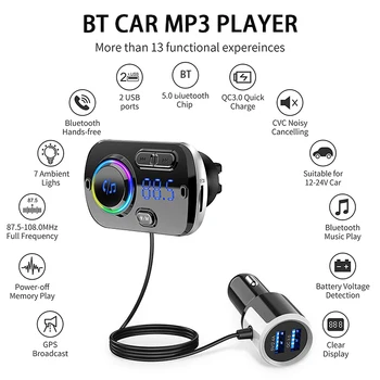 

Suitable For Mobile Cell Smart Phone Dual USB Car Charger bluetooth Handsfree FM Transmitter MP3 Player Car Charger Accessories
