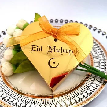 

30/40/50/100pcs Happy Heart Eid Mubarak Box Ramadan Decorations Paper Gift Boxes DIY Candy Box Islamic Muslim al-Fitr Supplies