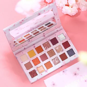 

18 Color Cherry Blossom Glitter Eyeshadow Pallete Long Lasting Waterproof Smudge-proof Shimmer Matte Eye Shadow Palette Makeup