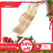 Миссис волос хвост человеческие волосы клип в блондинка машина сделала Реми шиньоны пони хвосты шпилька Расширения 1" 18" 22"