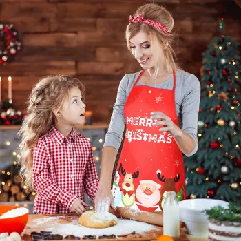 

Christmas Aprons Funny Cartoon Print Adjustable Kitchen Cooking Apron for Men Women