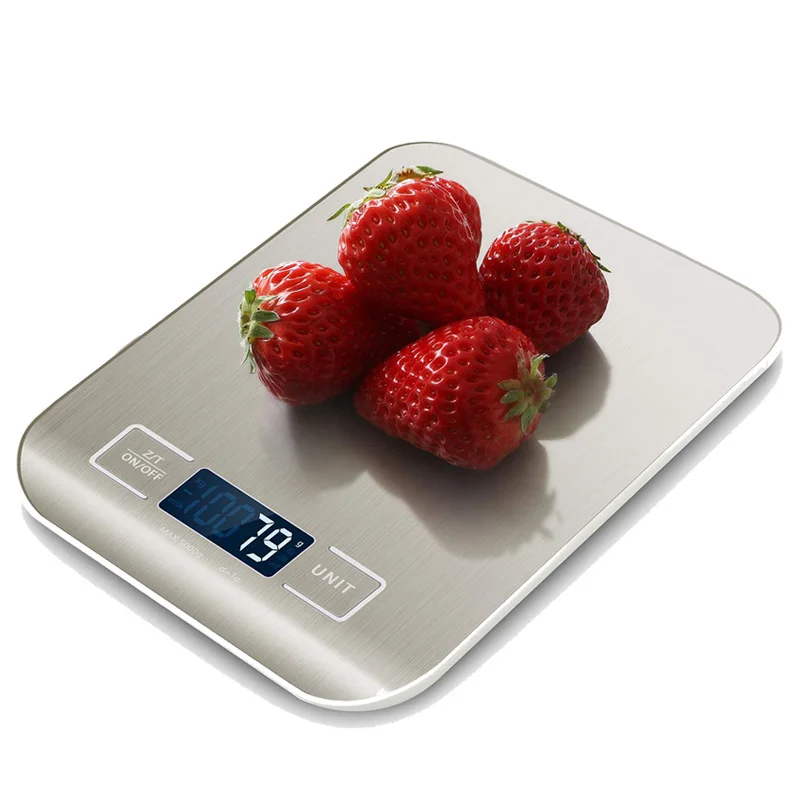 

Digital Food Kitchen Scale Multifunction Scale Measures in Grams and Ounces, LED Backlit Display (AAA Battery), Stainless Steel