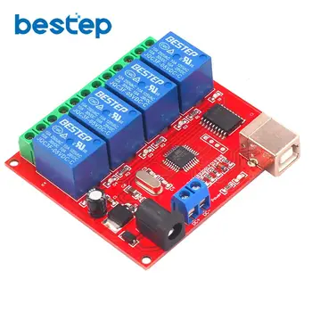 

4 Channel 5V 12V 24V Relay Module Computer USB Control Switch Free Driver PC Intelligent Controller For Smart Home