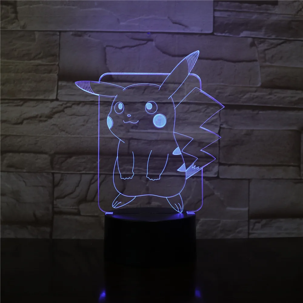 Покемон Мьюту Go фигурка 3D RGB лампа Пикачу Eevee черепаха птица Огненный Дракон Pokeball мяч Bulbasaur Bay Role 3D светодиодный светильник - Испускаемый цвет: 7 Colors Changeable