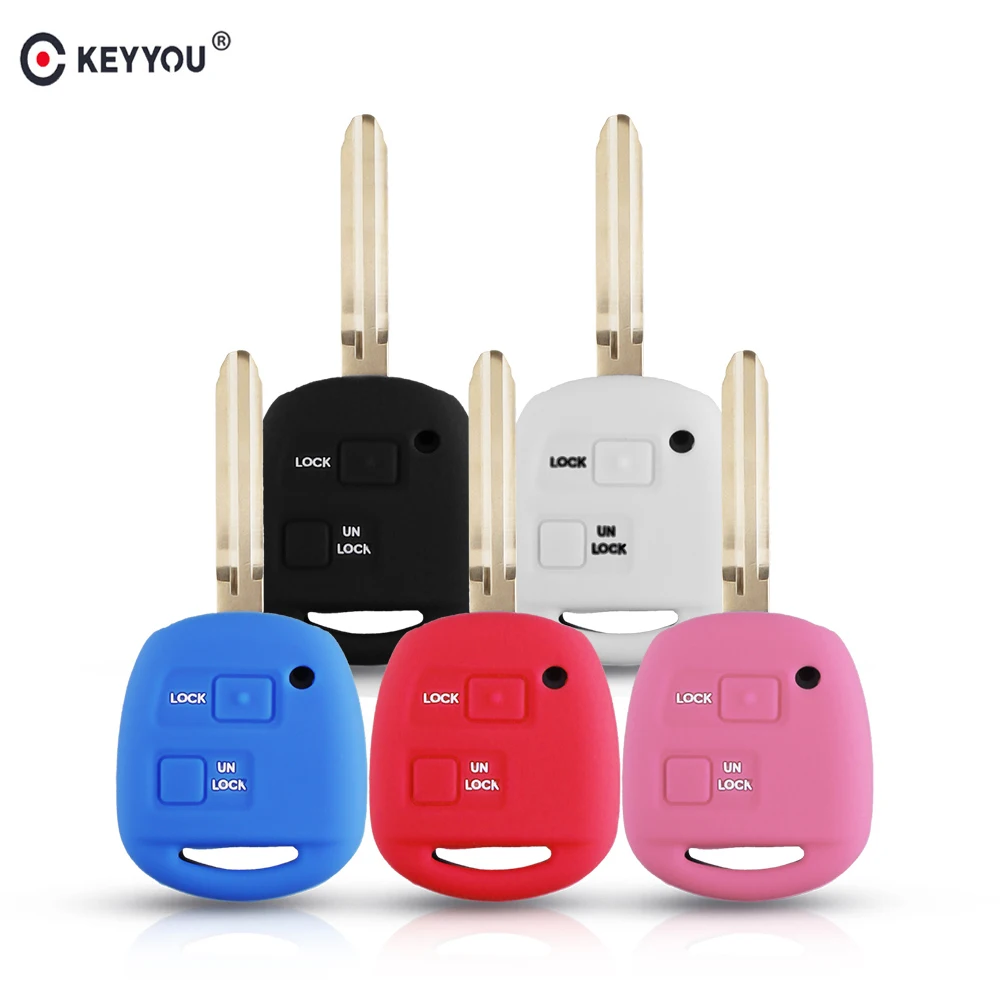 KEYYOU 2 кнопки силиконовый чехол для автомобильного брелка TOYOTA CAMRY RAV4 PRADO COROLLA AVENSIS LAND