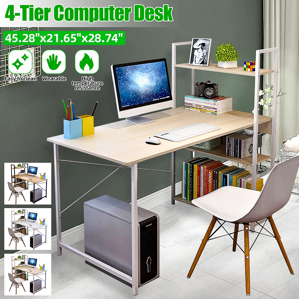 Escritorio grande de madera para portátil, de escritura para estudio infantil, muebles de oficina, estación de trabajo con estantes y cajones|Escritorios para ordenador| - AliExpress