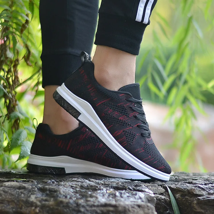 Autumn New Style Skate Shoes Men's Korean-style chao fei Woven Breathable Lace-up Shoes Mesh Shoes Casual Rubber Shoes Sneakers