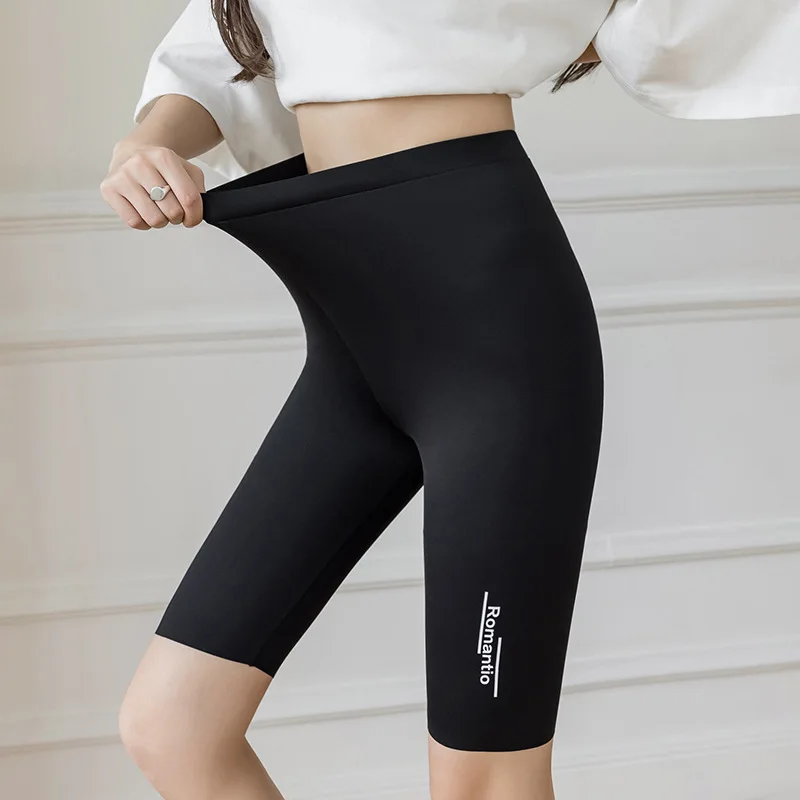 korean dress Seamless Biker Shorts Women Fitness Casual High Waist Fashion Summer Slim Knee-Length Bottoms Black Cycling Shorts Streetwear soffe shorts