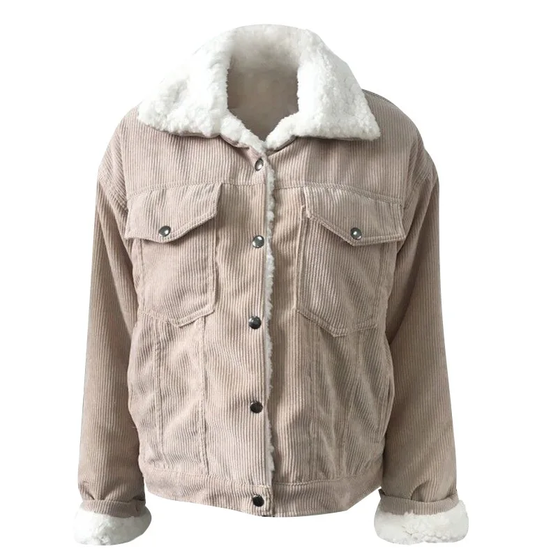 Куртка женская Chaqueta Mujer Manteau Femme осень зима вельветовое базовое Женское зимнее повседневное пальто с длинным рукавом