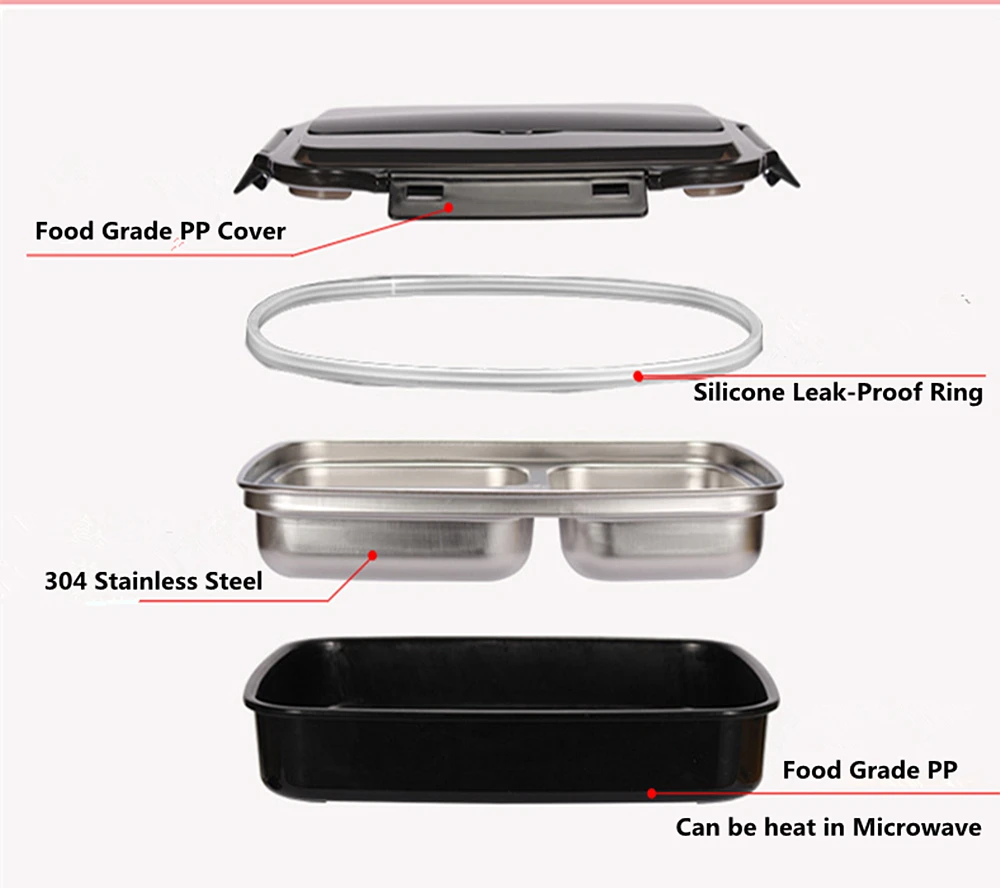 Stainless Steel 304 Lunch Box With Spoon Leak-proof Lunch Bento Boxes Dinnerware Set Adult Children Food Container (8)